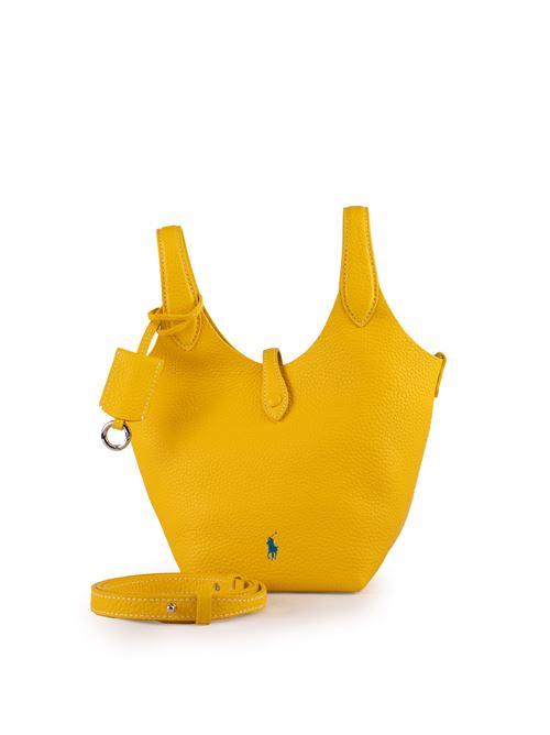 Borsa Tote piccola in pelle giallo con ricamo Polo Pony POLO RALPH LAUREN | 428944657005